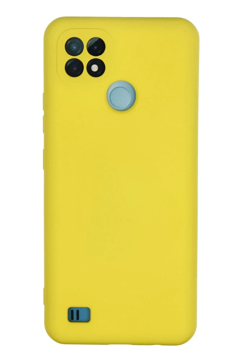 Realme C21 Uyumlu Kılıf Nano içi Kadife Silikon - Sarı