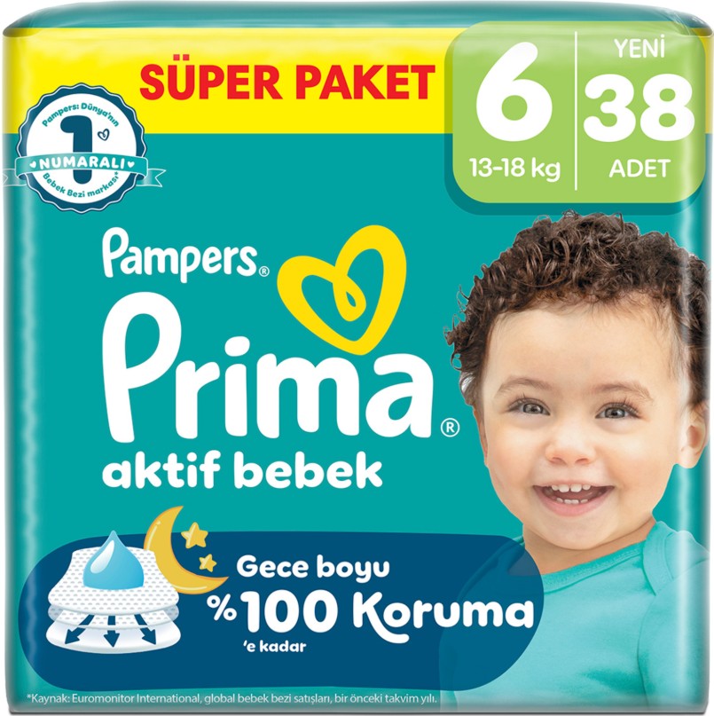 Aktif Bebek Süper Paket Bebek Bezi 6 Beden 38 Adet