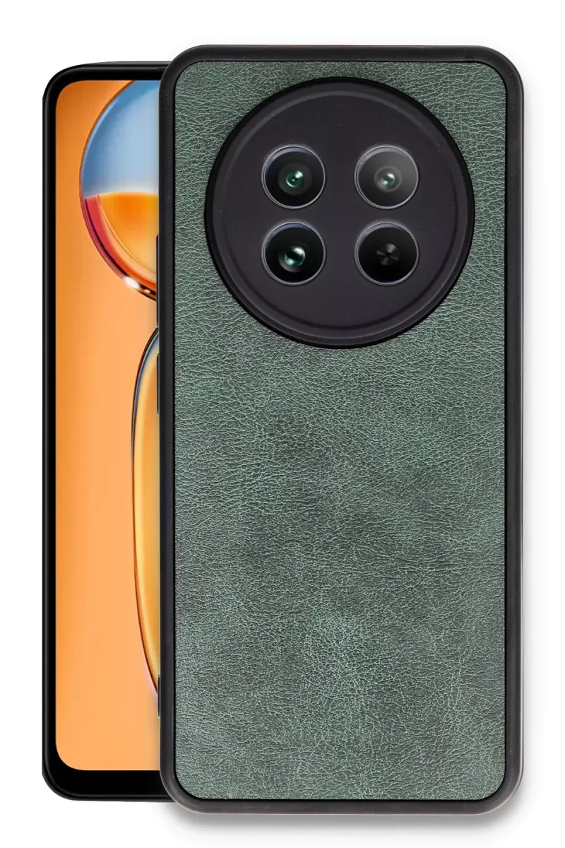 Realme 12 5G Uyumlu Kılıf Aras Deri Kapak - Koyu Yeşil