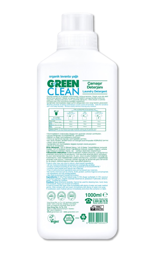 Bitkisel Çamaşır Deterjanı 1000 ml (20 Yıkama)