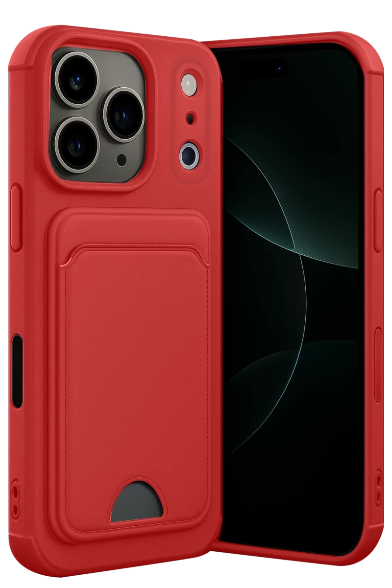 Apple iPhone 17 Pro Uyumlu Kelvin Kartvizitli Silikon - Kırmızı