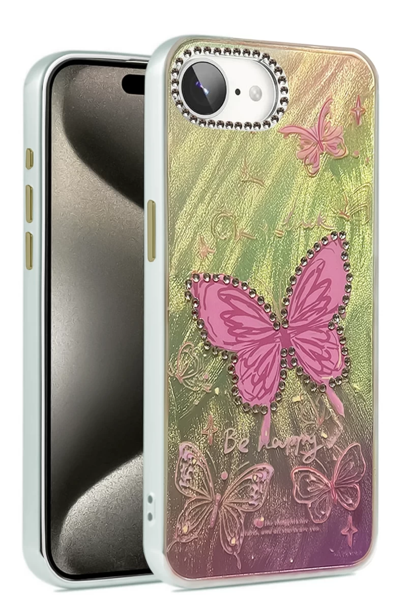 Apple iPhone 16E Uyumlu Kılıf Blade Aynalı Desenli Kapak - Desen 5