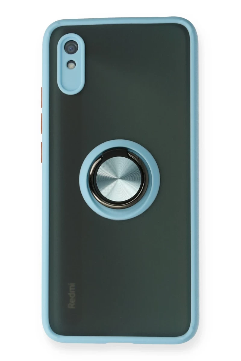 Xiaomi Redmi 9A Uyumlu Kılıf Montreal Yüzüklü Silikon Kapak - Buz Mavi