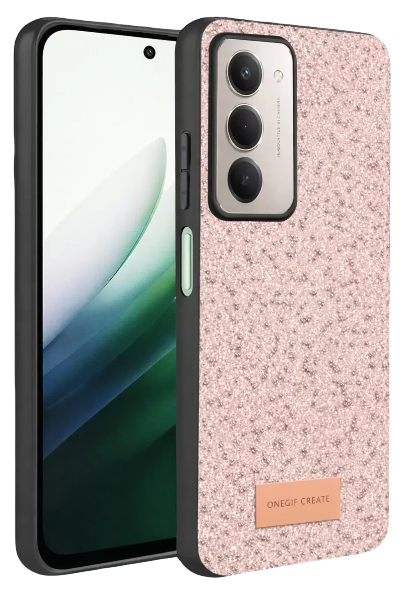 Onegif Xiaomi Redmi 15 4G Uyumlu Bright Simli Kapak - Pembe