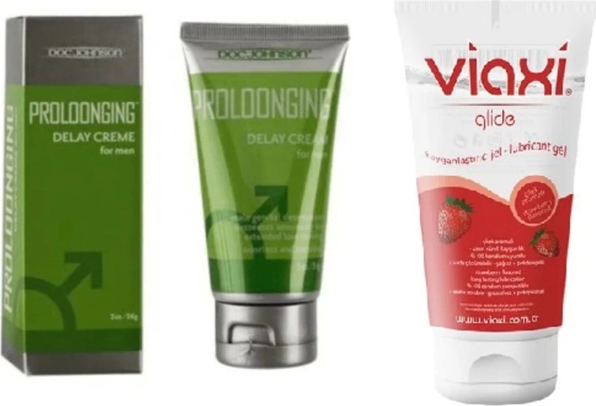 Süper Viaxi Proloongıng Krem 56 Ml+Viaxi Çilek Aromalı Kayganlaştırcı