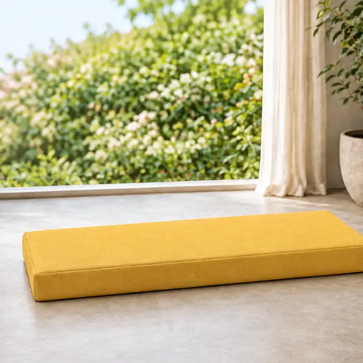 Dikdörtgen Blok Bank Minderi · 50 × 100 × 7 cm | Hardal | Dış mekân