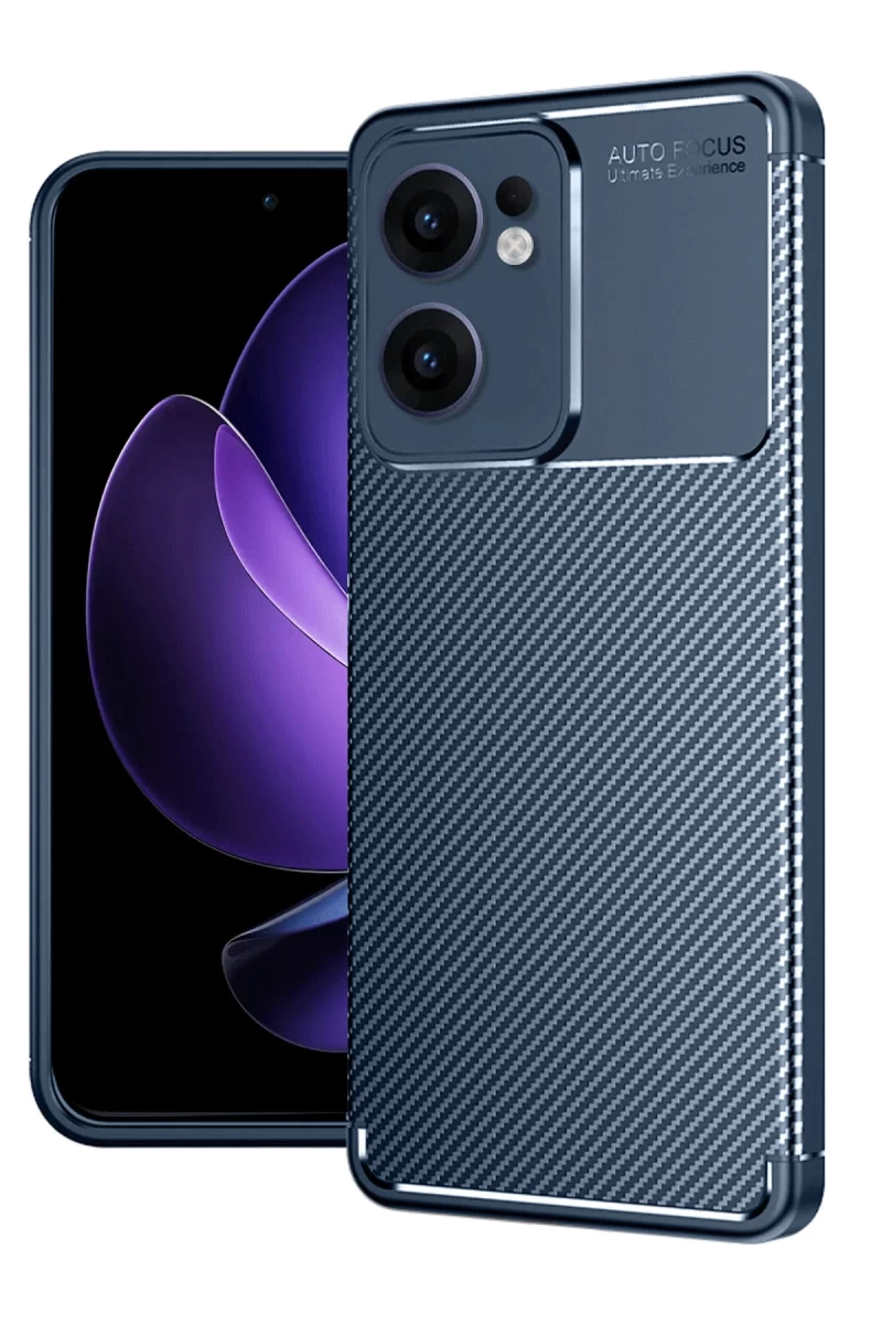 Oppo Reno 13F Uyumlu Kılıf Auto Focus Karbon Kapak - Lacivert