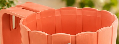 3D Baskı Askılı Balkon Saksısı Dikey Çizgili Dekoratif Çiçek ve Aromatik Bitki Saksısı - Mercan