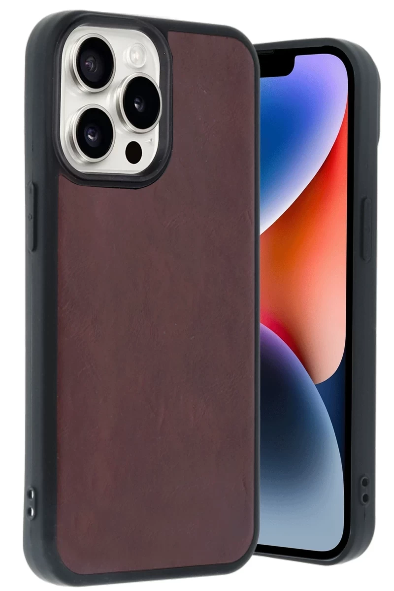 Apple iPhone 14 Pro Max Uyumlu Kılıf Aras Deri Kapak - Bordo