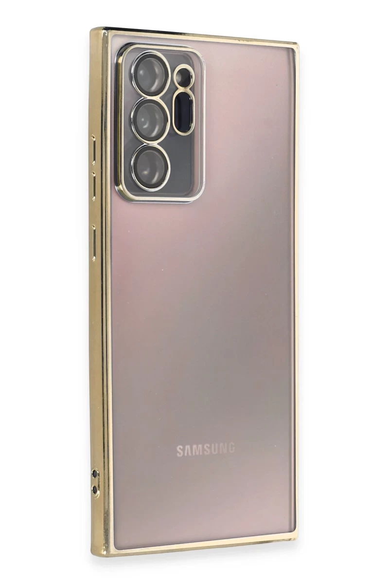 Samsung Galaxy Note 20 Ultra Uyumlu Kılıf Lensli Silikon - Gold