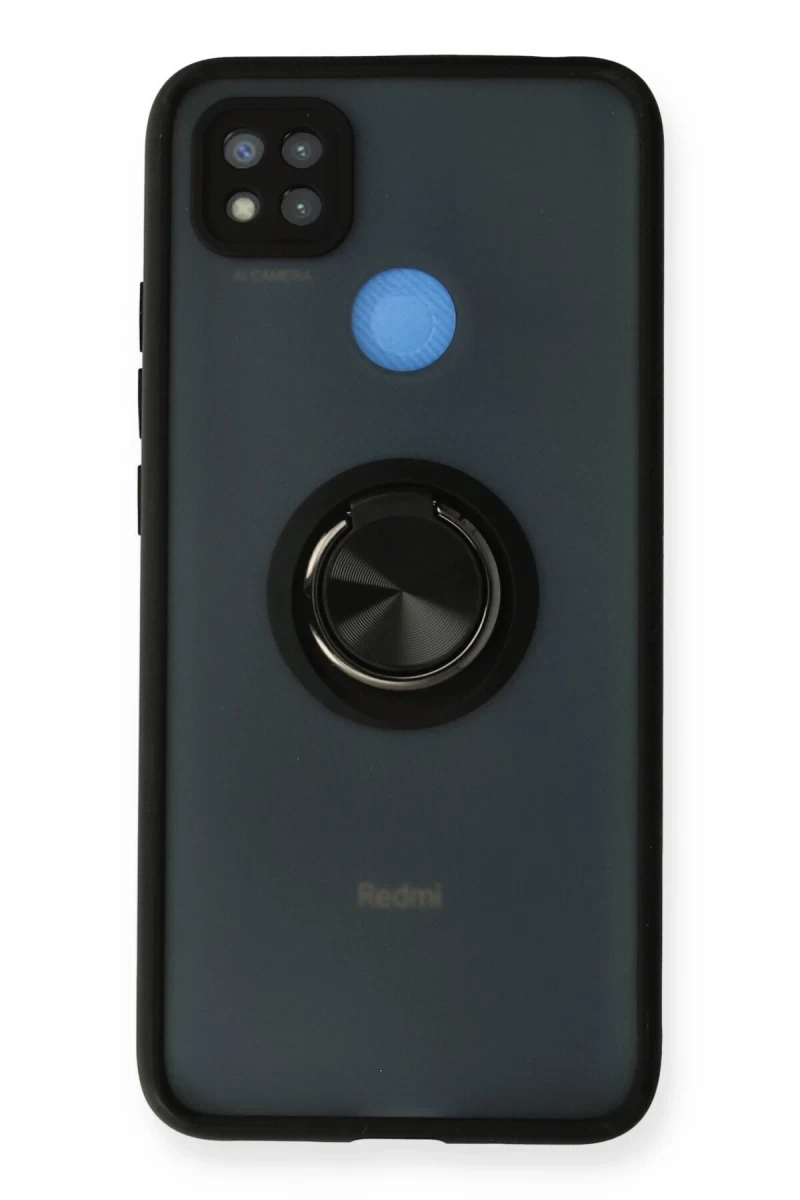 Xiaomi Redmi 9C Uyumlu Kılıf Montreal Yüzüklü Silikon Kapak - Siyah