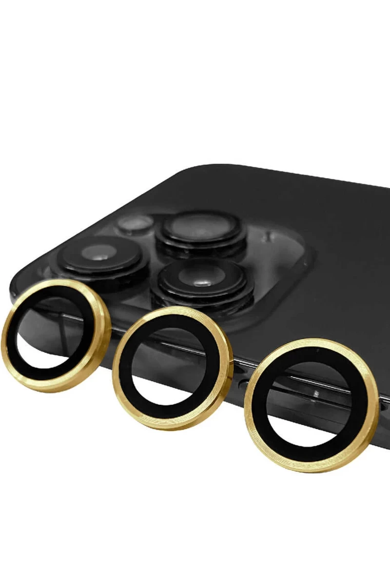 Apple iPhone 13 Pro Max Uyumlu Raze Metal Kamera Lens - Gold