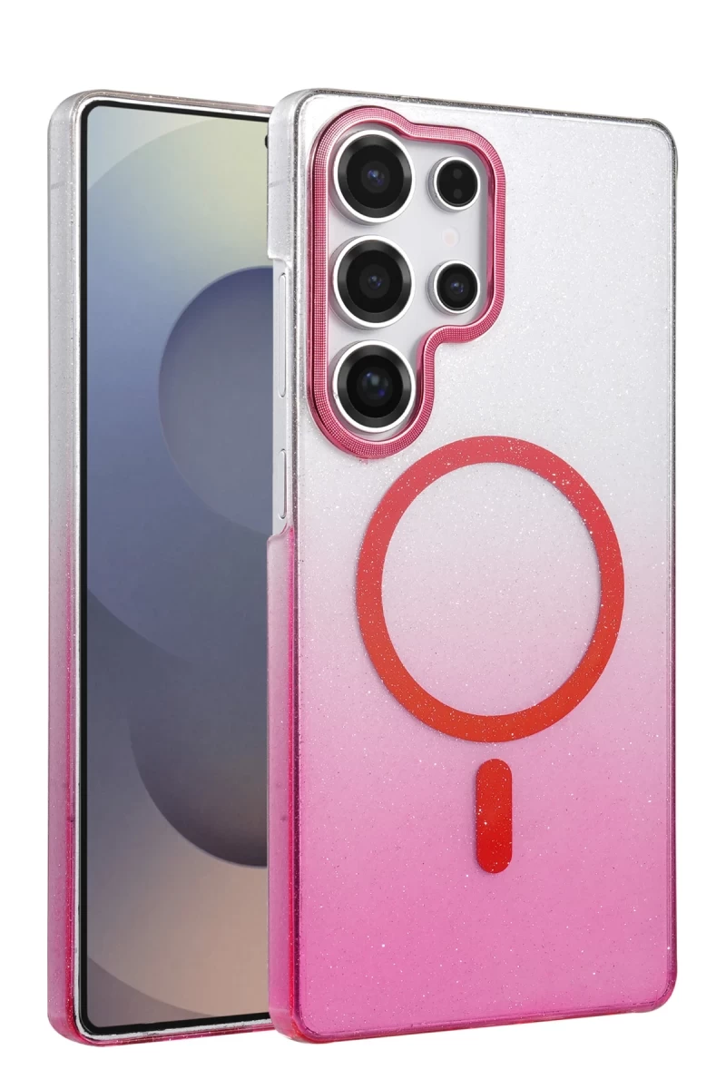 Samsung Galaxy S25 Ultra Uyumlu Glossy Magsafe Kapak - Pembe