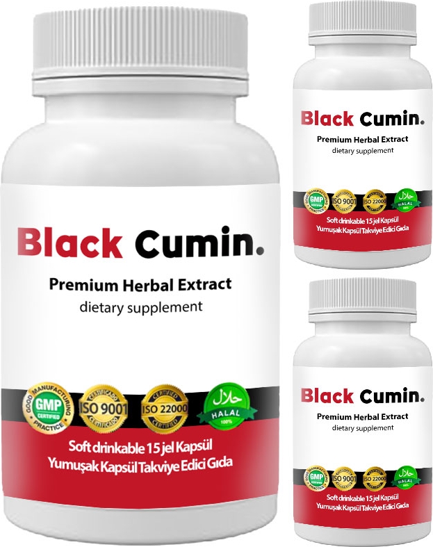 Black Cumin - 3 Adet Soğuk Sıkım Siyah Kimyon Tohumu Yağı ve Nigella Sativa Tohumlu 15 Soft Jel Kapsül