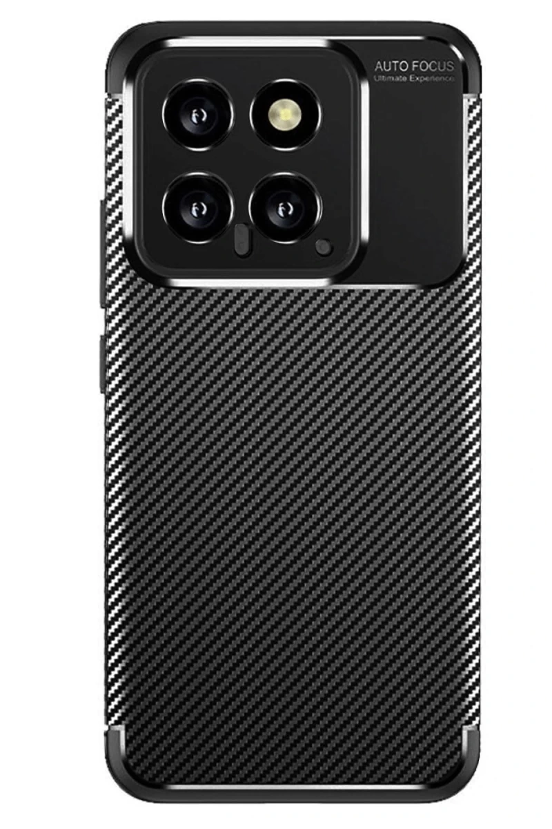 Xiaomi Mi 14T Uyumlu Kılıf Auto Focus Karbon Kapak - Siyah