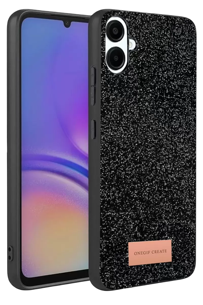Onegif Samsung Galaxy A07 4G Uyumlu Bright Simli Kapak - Siyah