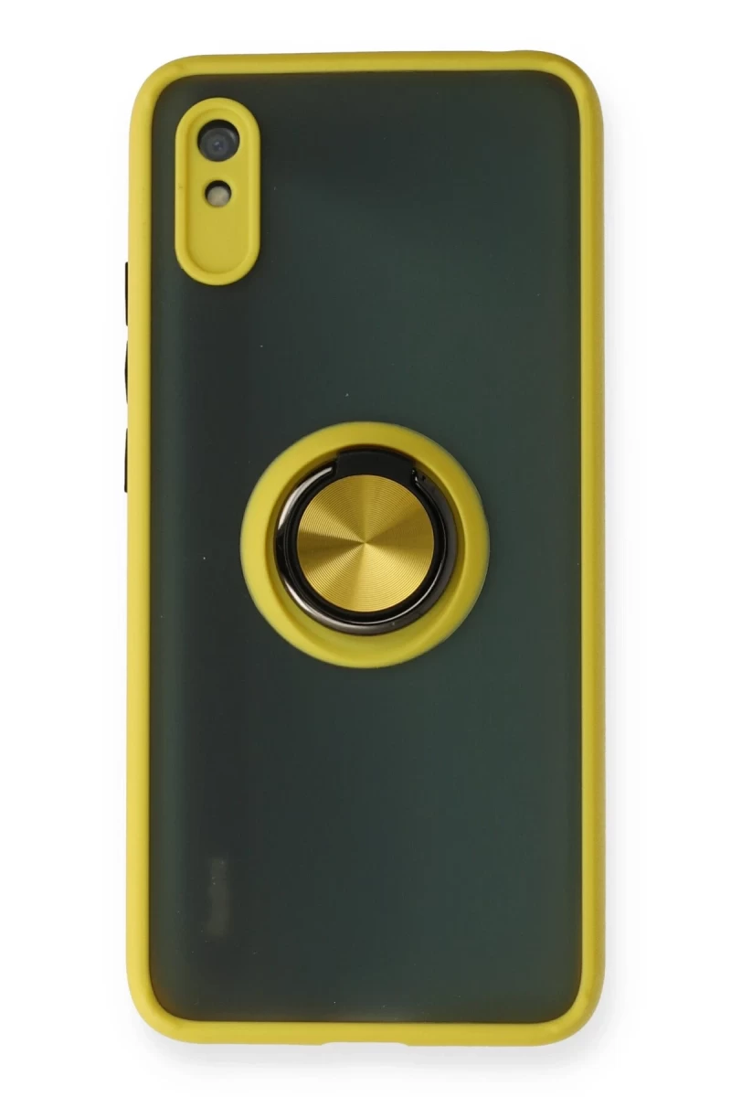 Xiaomi Redmi 9A Uyumlu Kılıf Montreal Yüzüklü Silikon Kapak - Sarı