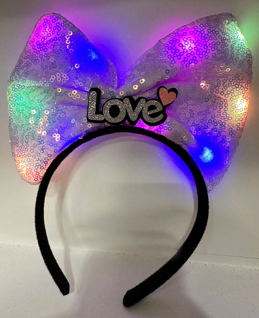 LED Işıklı Love Yazılı Mor Fiyonk Taç ? Kız Çocuk Parti Tacı