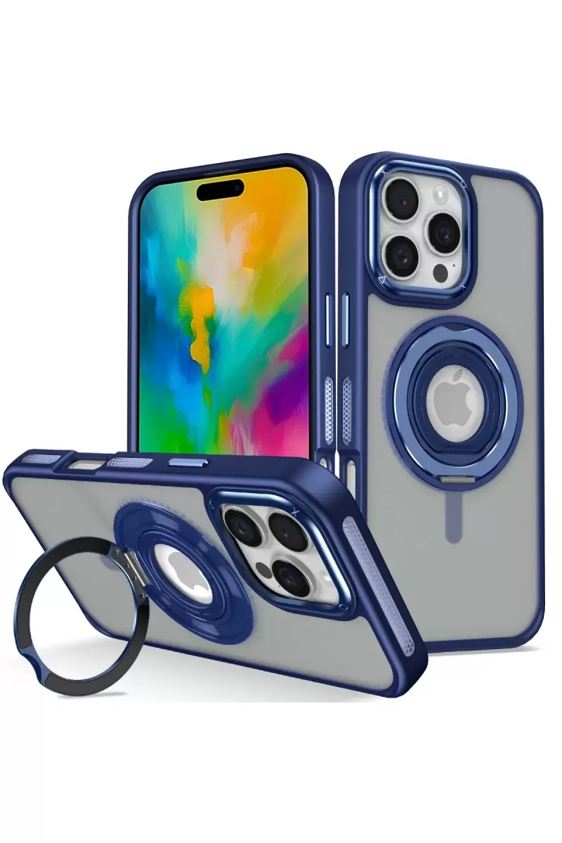 Joko Apple iPhone 16 Pro Uyumlu Banza Magsafe Standlı Kapak - Lacivert
