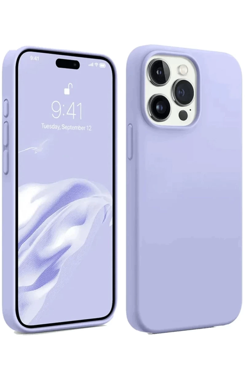 Apple iPhone 15 Pro Max Uyumlu Kılıf First Silikon - Lila