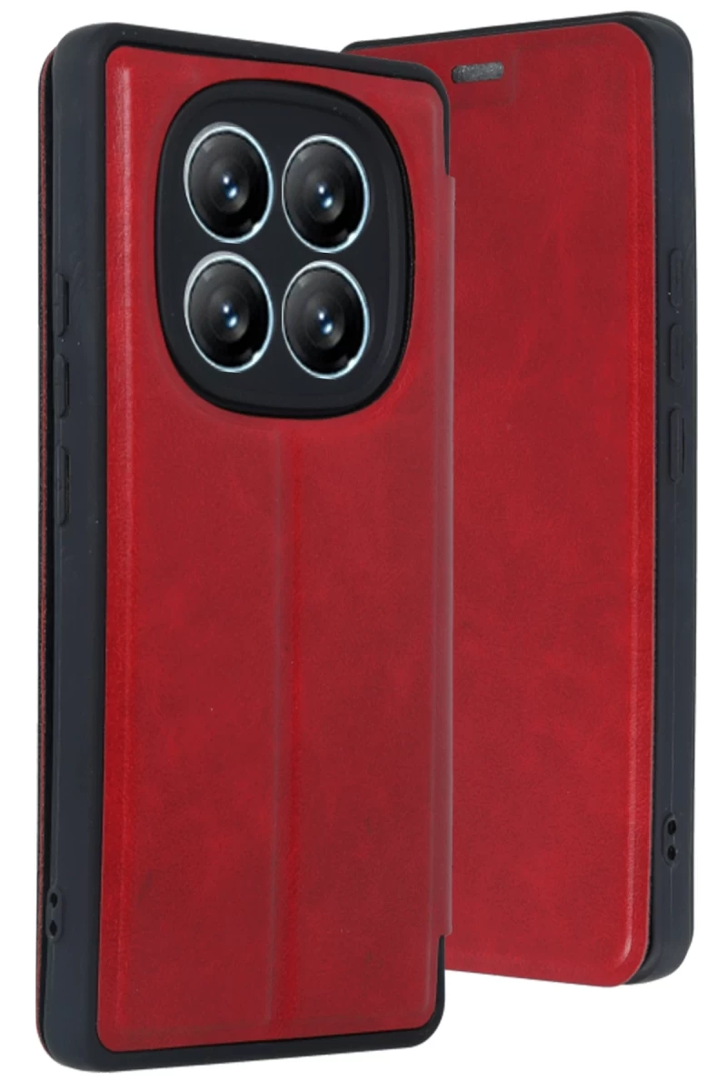 Xiaomi Redmi Note 14 Pro 4G Uyumlu Kılıf Flip Cover - Kırmızı