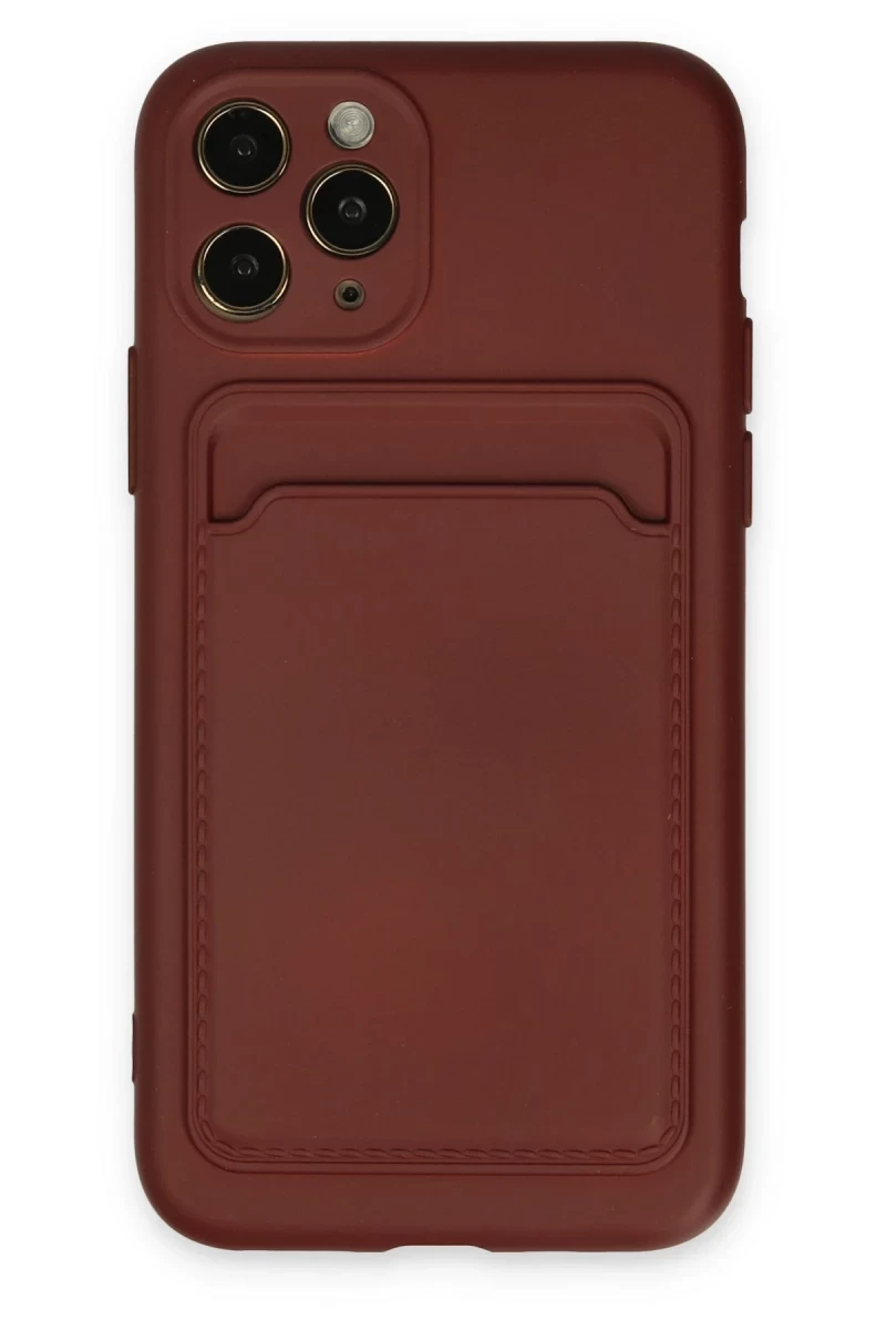 Apple iPhone 11 Pro Uyumlu Kılıf Kelvin Kartvizitli Silikon - Bordo