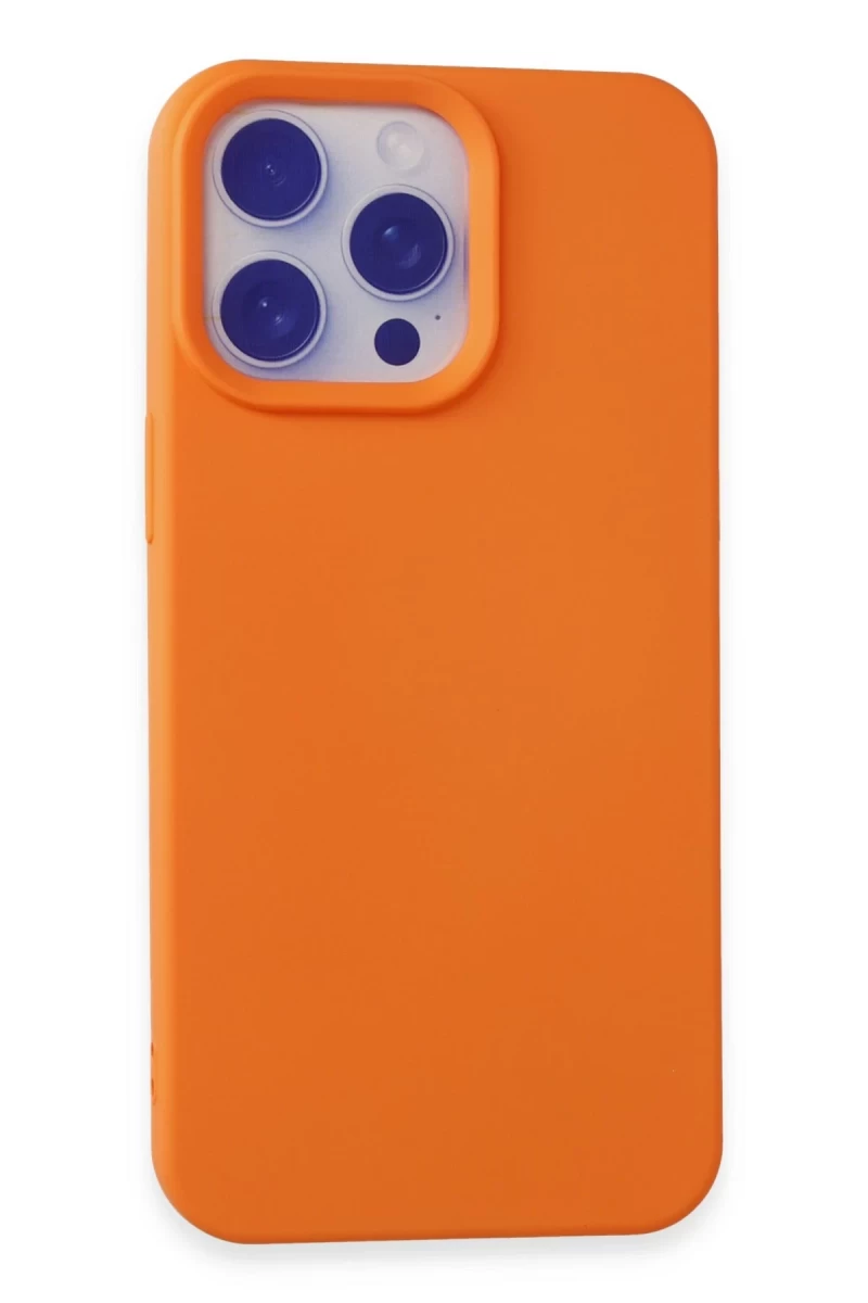 Apple iPhone 15 Pro Max Uyumlu Kılıf Nano içi Kadife Silikon - Turuncu