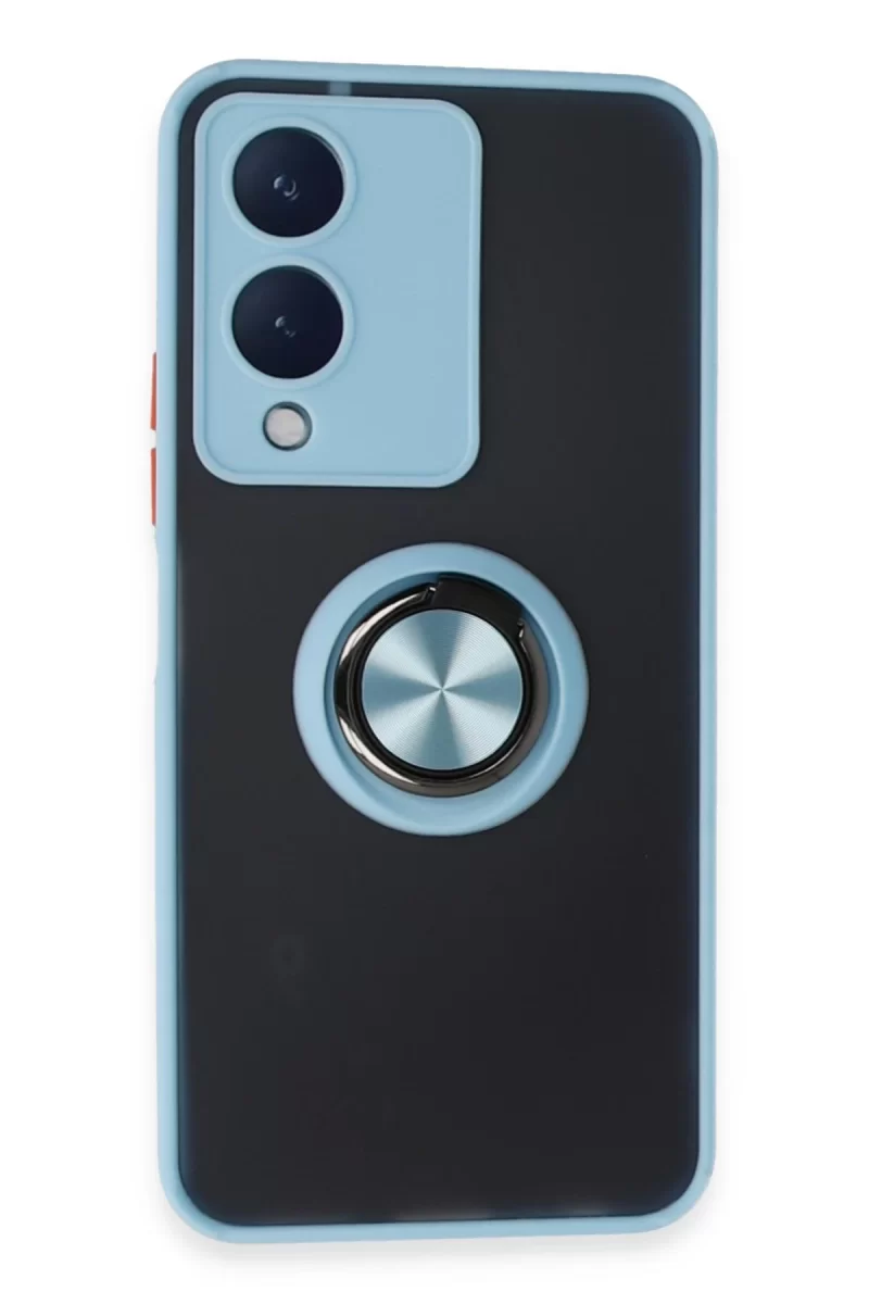Vivo Y17S Uyumlu Kılıf Montreal Yüzüklü Silikon Kapak - Buz Mavi