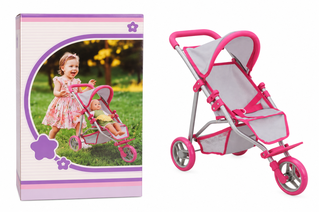 9614 3 Tekerlekli Pembe Gri Puset