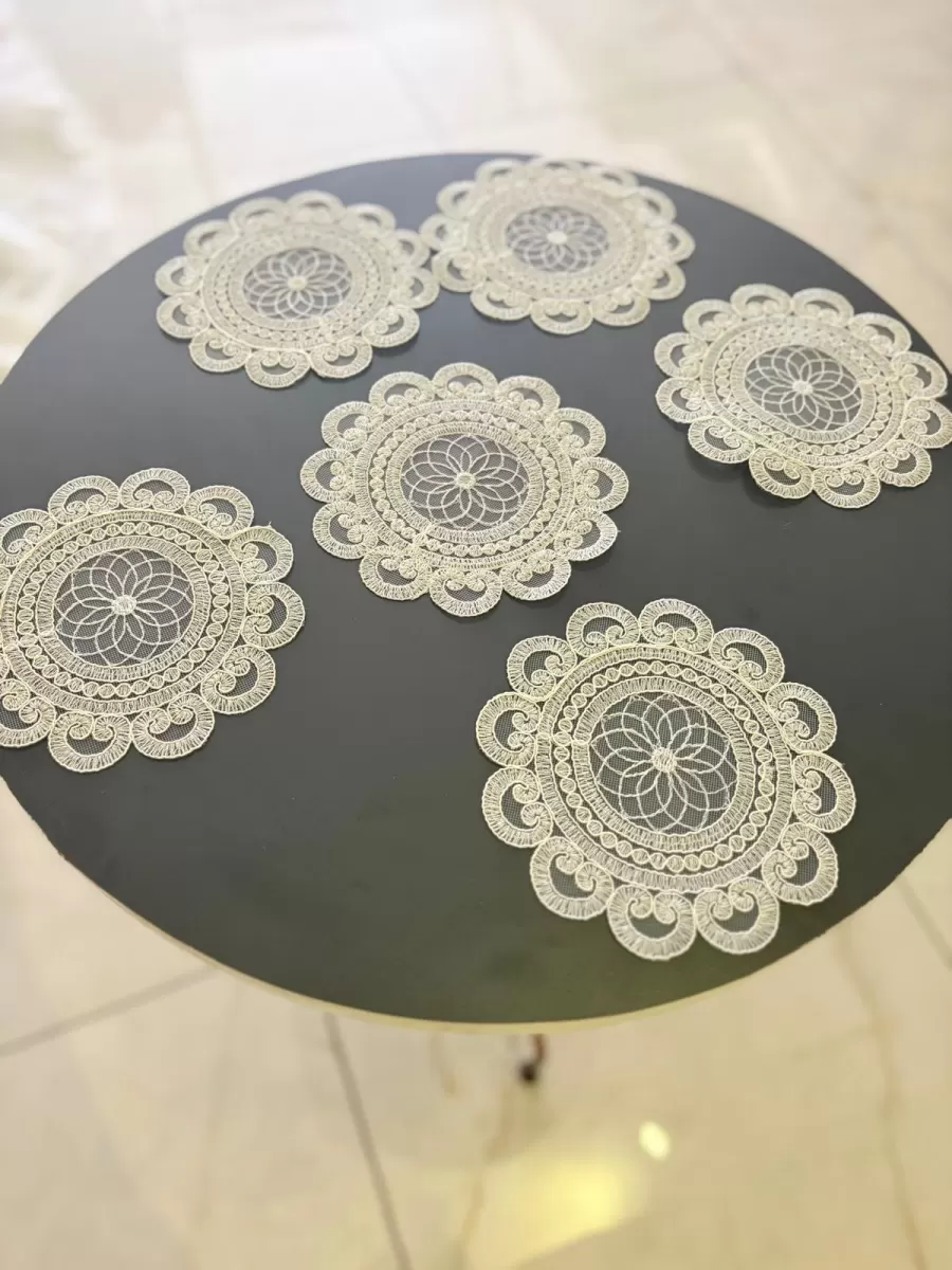 6 lı Dantel Kahve Sunumluğu 15x15 cm Asorti Desenli Çeyizlik Sunumluk