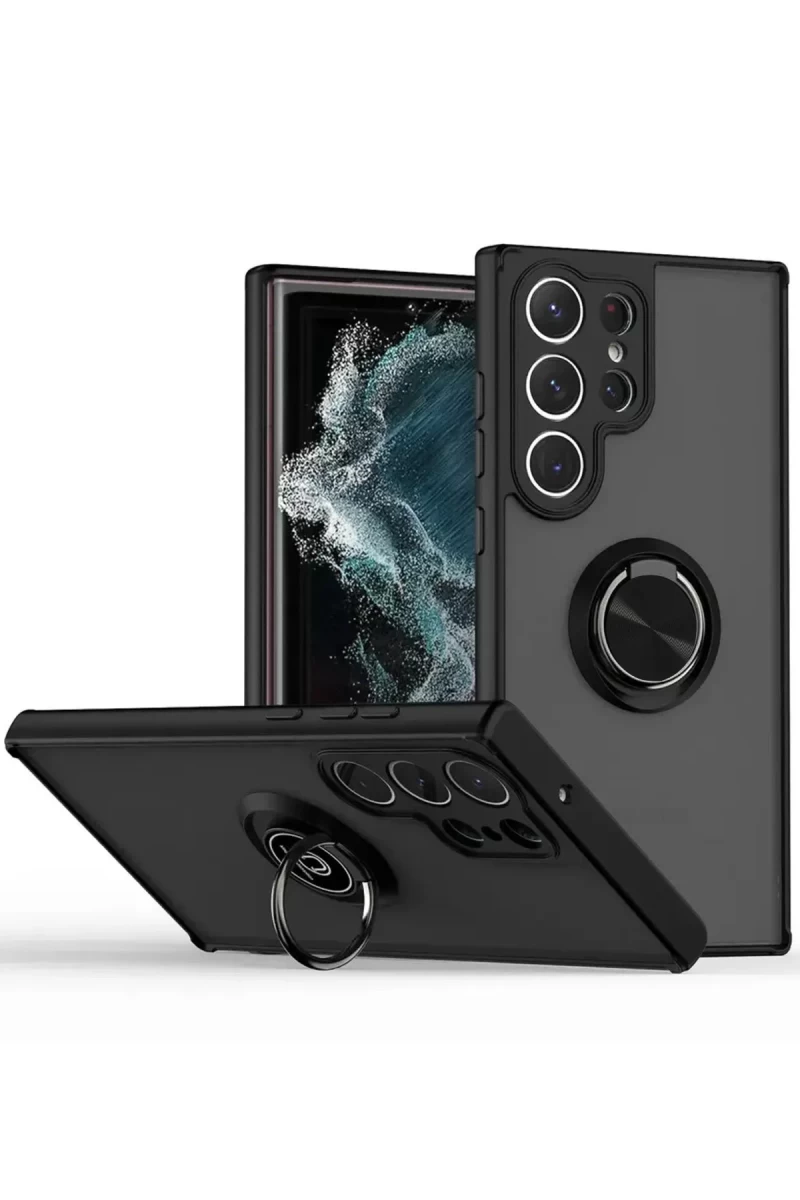 Samsung Galaxy S25 Ultra Uyumlu Kılıf Montreal Yüzüklü Silikon Kapak - Siyah