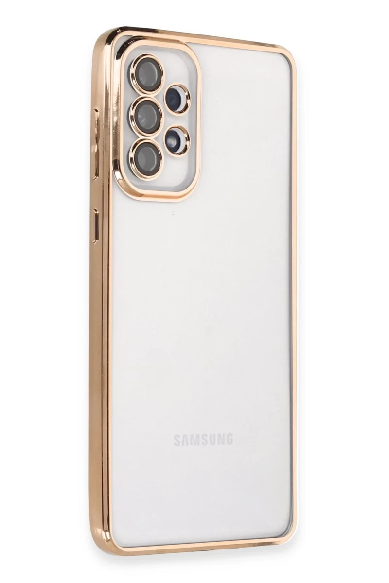 Samsung Galaxy A53 5G Uyumlu Kılıf Lensli Silikon - Gold