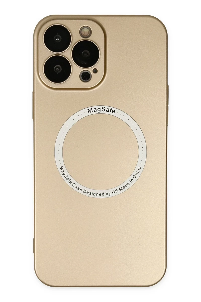 Apple iPhone 13 Pro Uyumlu Kılıf Jack Magneticsafe Lens Silikon - Gold