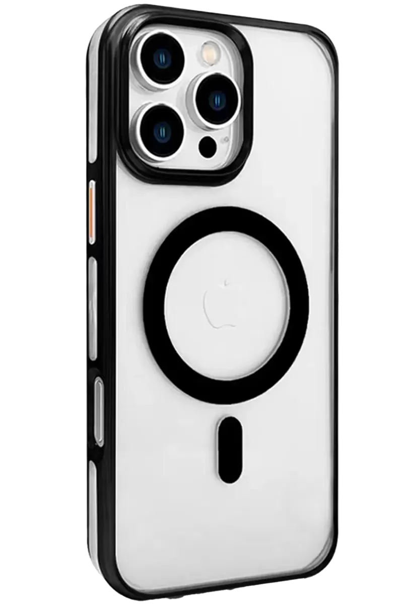 Joko Apple iPhone 16 Pro Uyumlu Gleam PC Sert Magsafe Kılıf - Şeffaf-Siyah