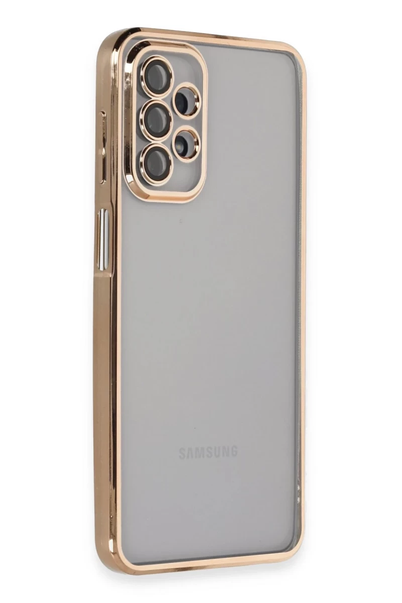 Samsung Galaxy A23 4G Uyumlu Kılıf Lensli Silikon - Gold