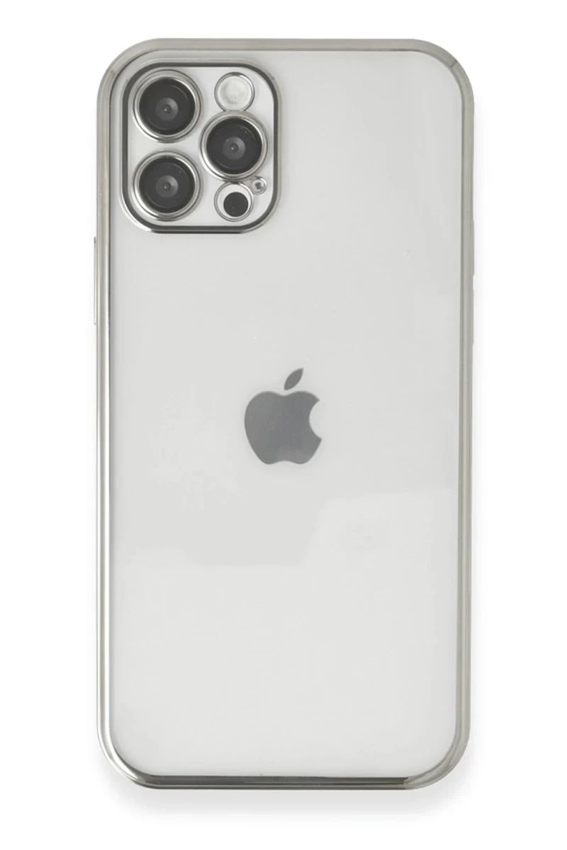 Apple iPhone 12 Pro Max Uyumlu Kılıf Lensli Silikon - Gümüş