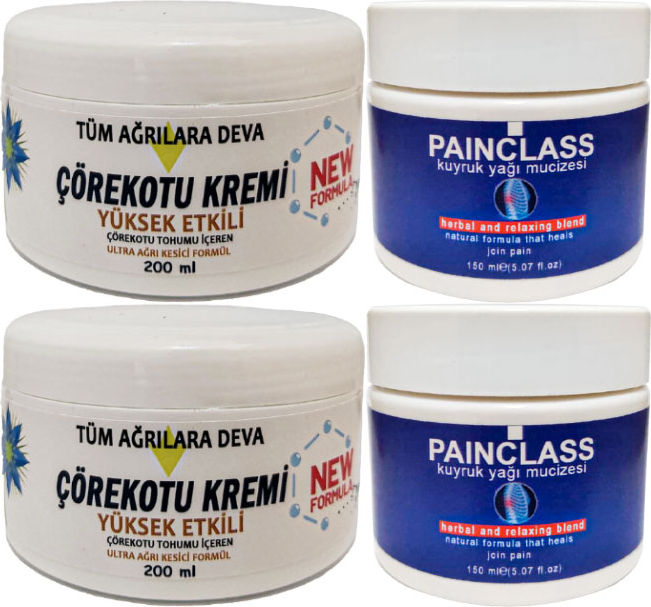 Çörekotu Çörek Otu Kremi White Box 2 Adet 200 ml + 2 Adet Painclass Kuyruk Yağı Kremi 150 ml / Krem Seti