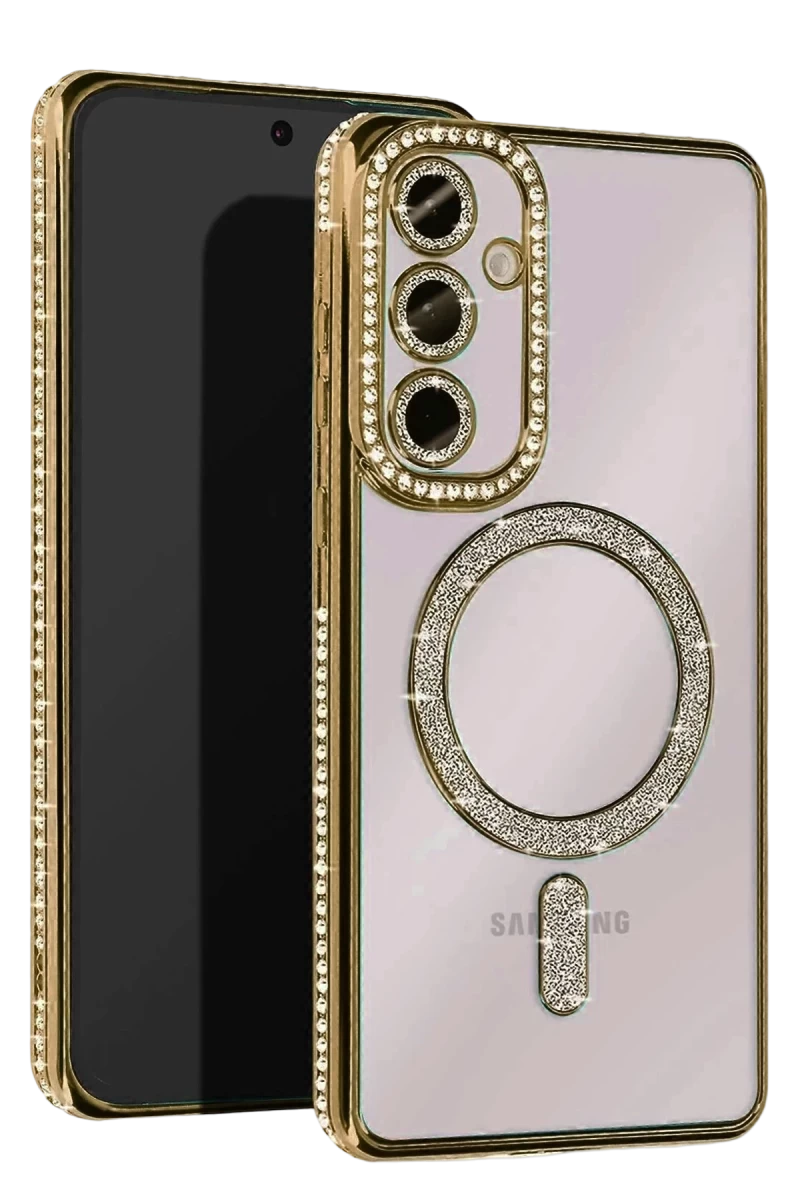 Samsung Galaxy A55 5G Uyumlu Joke Simli Magneticsafe Kılıf - Gold