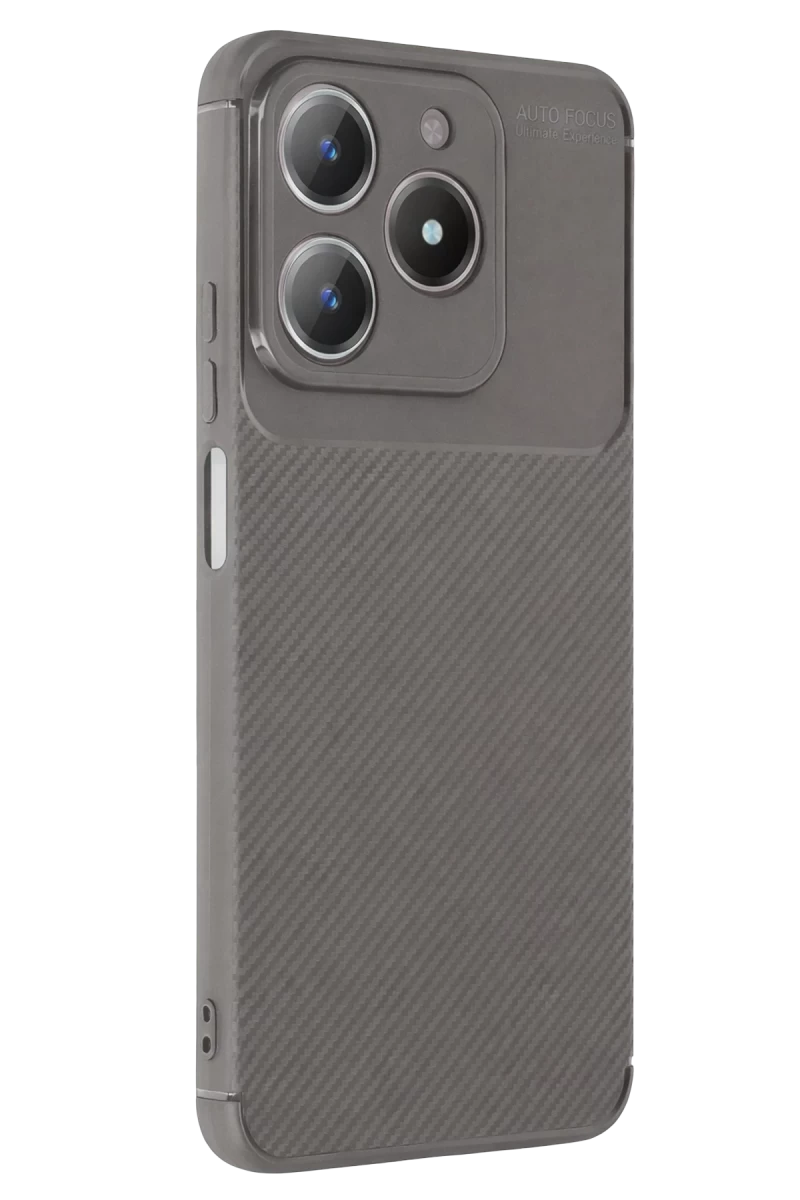 Realme C61 Uyumlu Kılıf Auto Focus Karbon Kapak - Gri