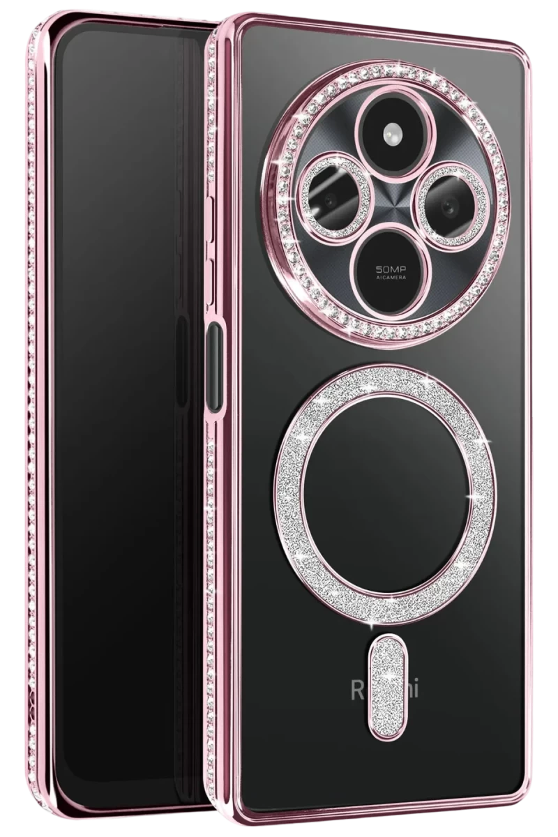 Xiaomi Redmi 14C Uyumlu Joke Simli Magneticsafe Kılıf - Pembe