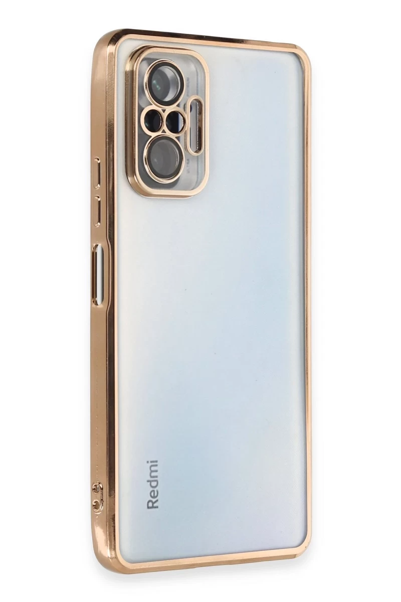 Xiaomi Redmi Note 10 Pro Uyumlu Kılıf Lensli Silikon - Gold