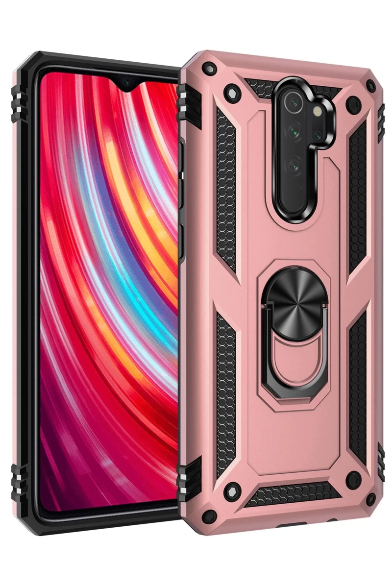 Xiaomi Redmi Note 8 Pro Uyumlu Kılıf Sofya Yüzüklü Silikon Kapak - Rose