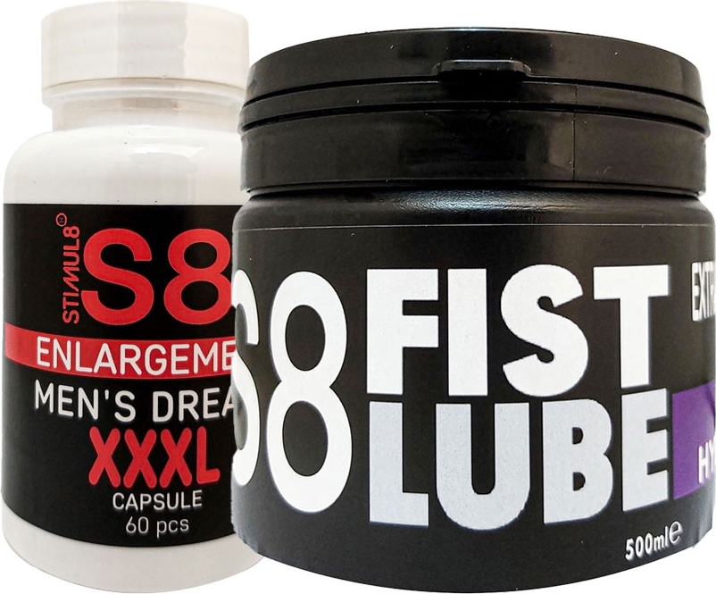 Stimul8 Lube Fist Lube LUBRIKANT500 ml + Stimul8 Erkeklere Özel XXXL60LI Caps