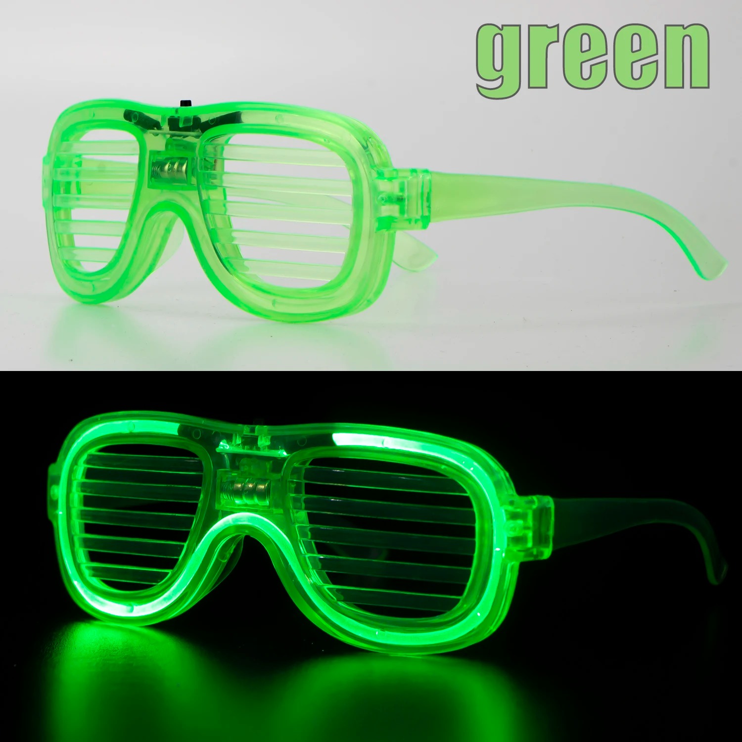 Yeşil LED Işıklı Parti Gözlüğü ? Neon Glow Şerit Gözlük 3 Modlu
