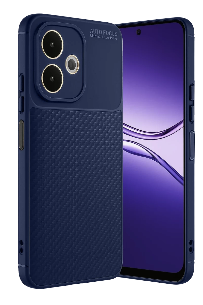 Oppo A5 Pro 4G Uyumlu Kılıf Auto Focus Karbon Kapak - Lacivert