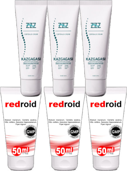 ZZZ Kaz Gagası Kremi 3 Adet 100 ml Corydalis Cream + 3 Adet Redroid 50 ml Analbakım Kremi