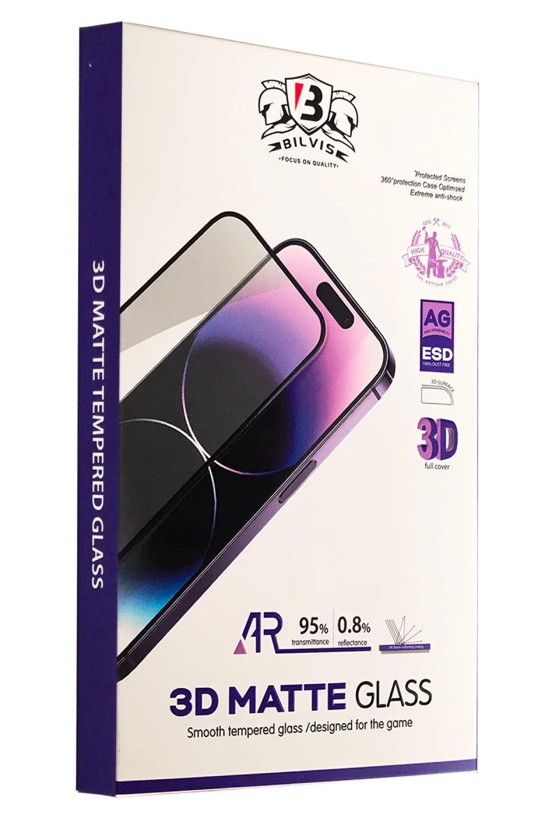 Apple iPhone 16 Pro Uyumlu Bilvis 3D Mat Cam Ekran Koruyucu
