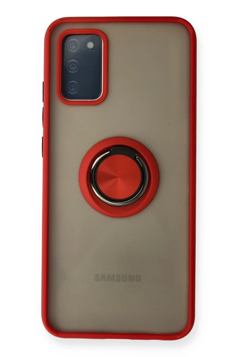 Samsung Galaxy A02S Uyumlu Kılıf Montreal Yüzüklü Silikon Kapak - Kırmızı