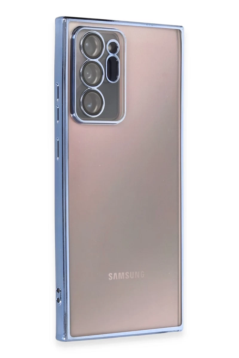 Samsung Galaxy Note 20 Ultra Uyumlu Kılıf Lensli Silikon - Açık Mavi