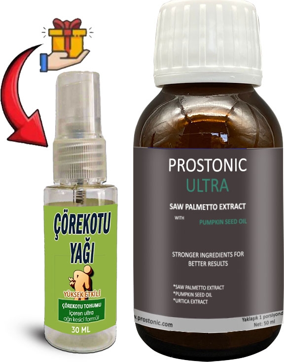 Prostonic Ultra 1 Kutu Erkeklere Sawpalmettolu Kabak Çekirdeği Ekstratlı 50 ml Şurup + Çörek Otu Masaj Yağı 30 ml